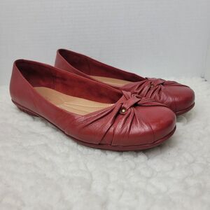Hotter Appledore Comfort Concept Ballet Shoes Size 9 Red Leather Shoes